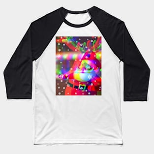 Psychedelic Trippy Xmas Santa with Antlers Baseball T-Shirt